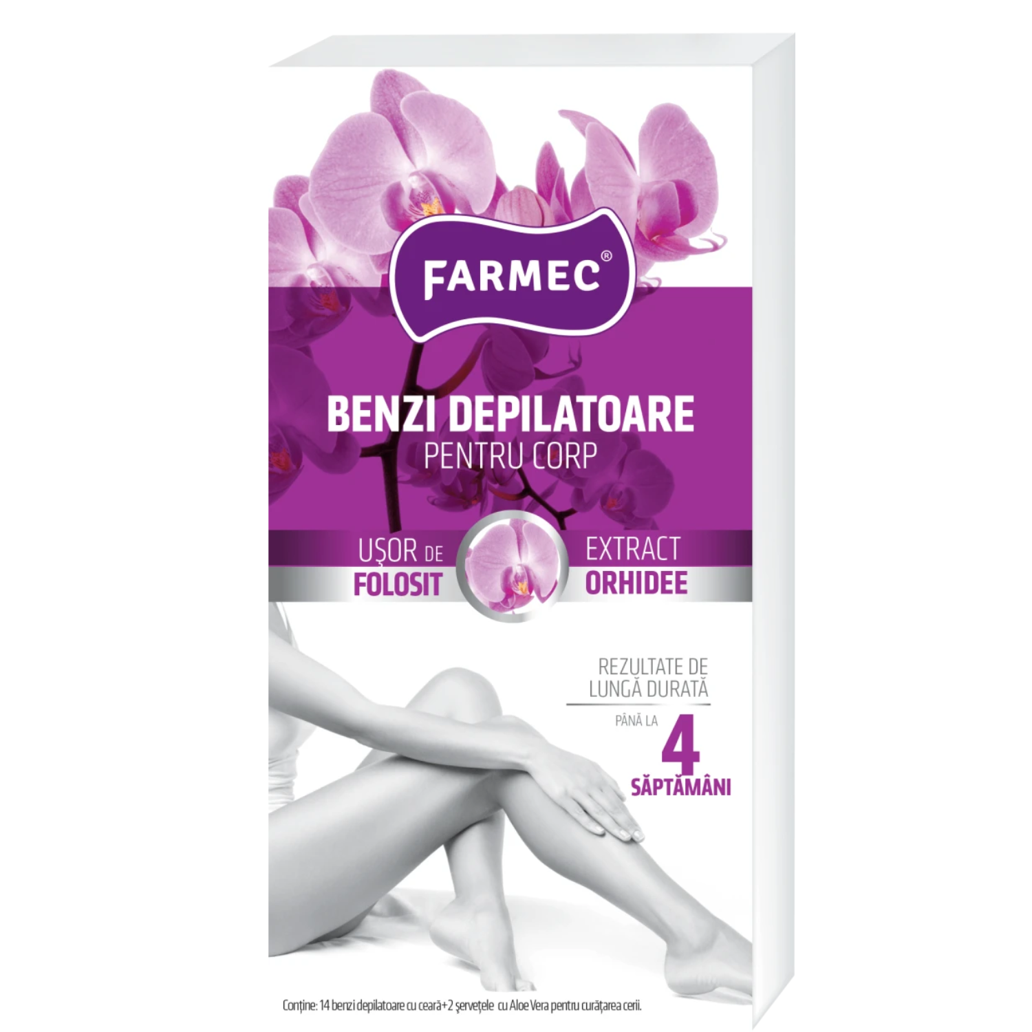 Benzi depilatoare cu extract de orhidee, 14 benzi, Farmec