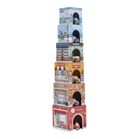 Garaj stivuibil cu masinute utilitare incluse, Multicolor, 18 luni+, Little Dutch 762025