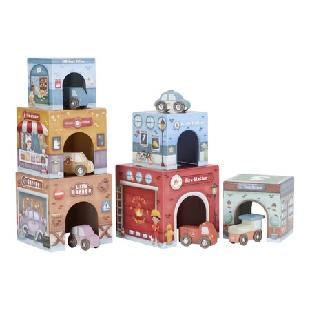 Garaj stivuibil cu masinute utilitare incluse, Multicolor, 18 luni+, Little Dutch 762032