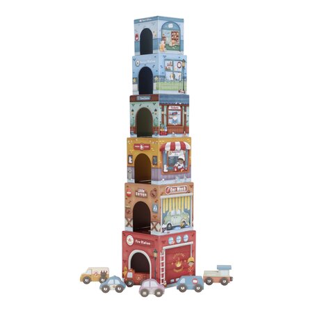 Garaj stivuibil cu masinute utilitare incluse, Multicolor, 18 luni+, Little Dutch 762022