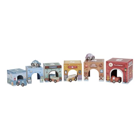 Garaj stivuibil cu masinute utilitare incluse, Multicolor, 18 luni+, Little Dutch 762026