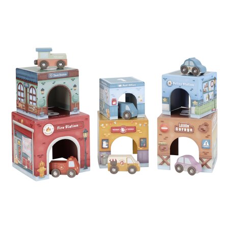 Garaj stivuibil cu masinute utilitare incluse, Multicolor, 18 luni+, Little Dutch 762023
