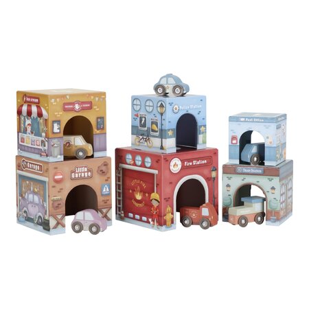 Garaj stivuibil cu masinute utilitare incluse, Multicolor, 18 luni+, Little Dutch 762021