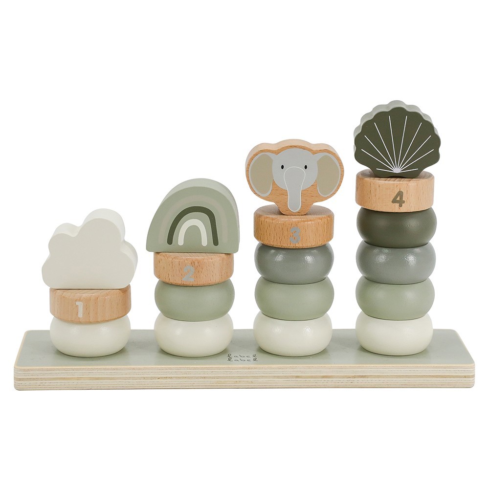 Jucarie stivuibila din lemn, Olive Green, 18 luni+, Label Label