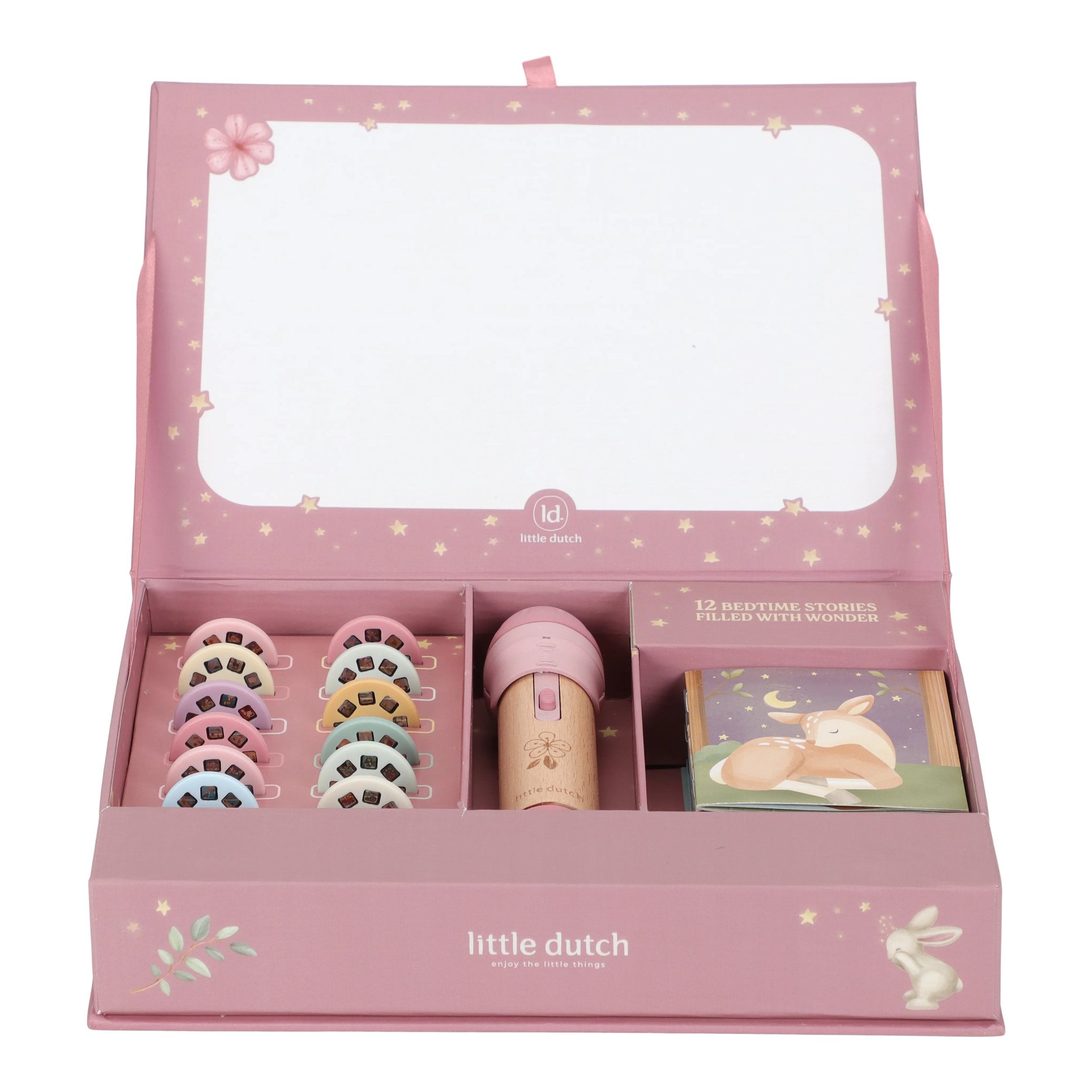 Proiector cu 12 povesti Fairy Garden, 3 ani+, Little Dutch