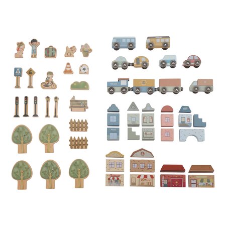 Set de sine din lemn FSC, 3 ani+, 113 piese, Little Dutch 762245