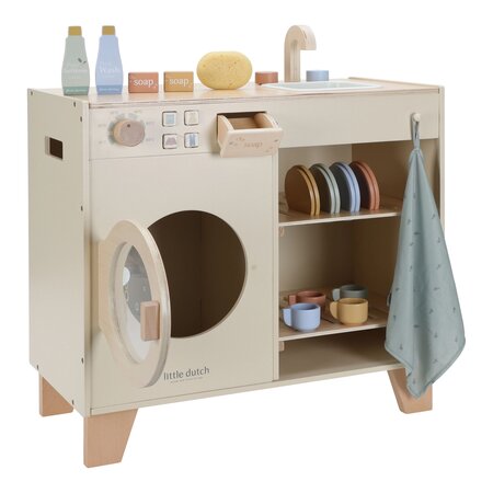 Masina de spalat din lemn cu chiuveta, 3 ani+, Little Dutch 762260