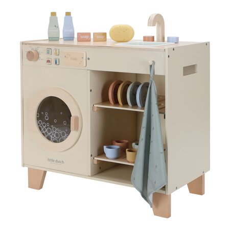 Masina de spalat din lemn cu chiuveta, 3 ani+, Little Dutch 762261
