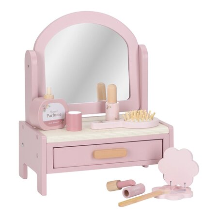Masuta de toaleta cu accesorii pentru jocul de rol, Pink, 3 ani+, Little Dutch 762296