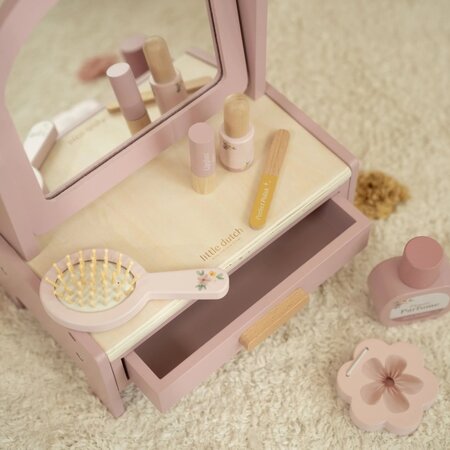 Masuta de toaleta cu accesorii pentru jocul de rol, Pink, 3 ani+, Little Dutch 762295