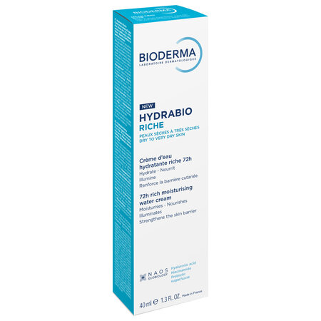 Crema intens hidratanta pe baza de apa Hydrabio Riche, 40 ml, Bioderma 762334
