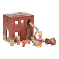 Sectie de pompieri cu figurine din lemn FSC, 2 ani+, Little Dutch