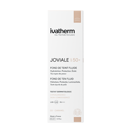 Fond de ten fluid cu SPF50+ Joviale, 03 Caramel, 30 ml, Ivatherm 762548