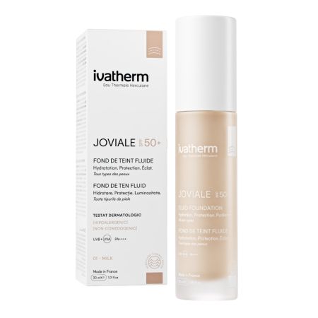 Fond de ten fluid cu SPF50+ Joviale, 01 Milk, 30 ml, Ivatherm