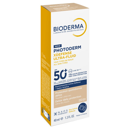 Crema de fata cu protectie solara SPF 50+ Photoderm Xdefense Ultra Fluid Fototip 1, 40 ml, Bioderma 762626