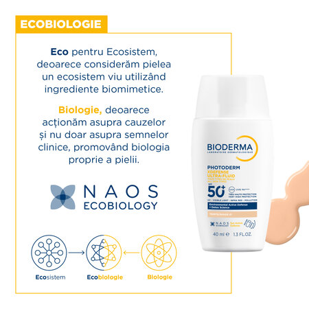 Crema de fata cu protectie solara SPF 50+ Photoderm Xdefense Ultra Fluid Fototip 1, 40 ml, Bioderma 762625