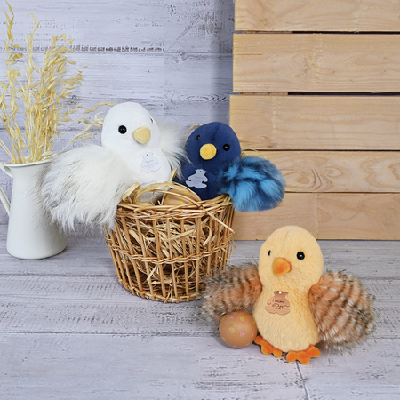 Jucarie moale din plus, 15 cm, diverse culori, Pui, 0-2 ani, 1 bucata, Doudou 764513