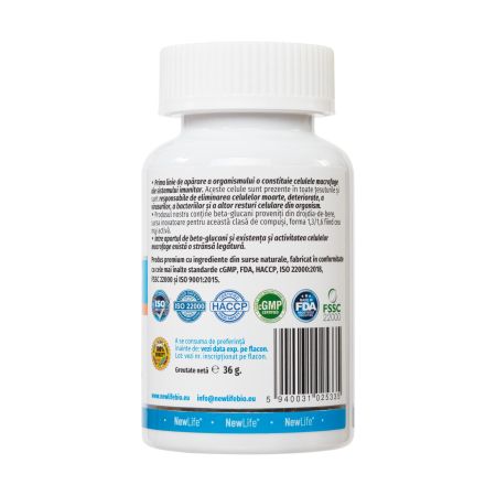 Beta Glucan, 250 mg, 60 capsule vegetale, NewLife+ 763175