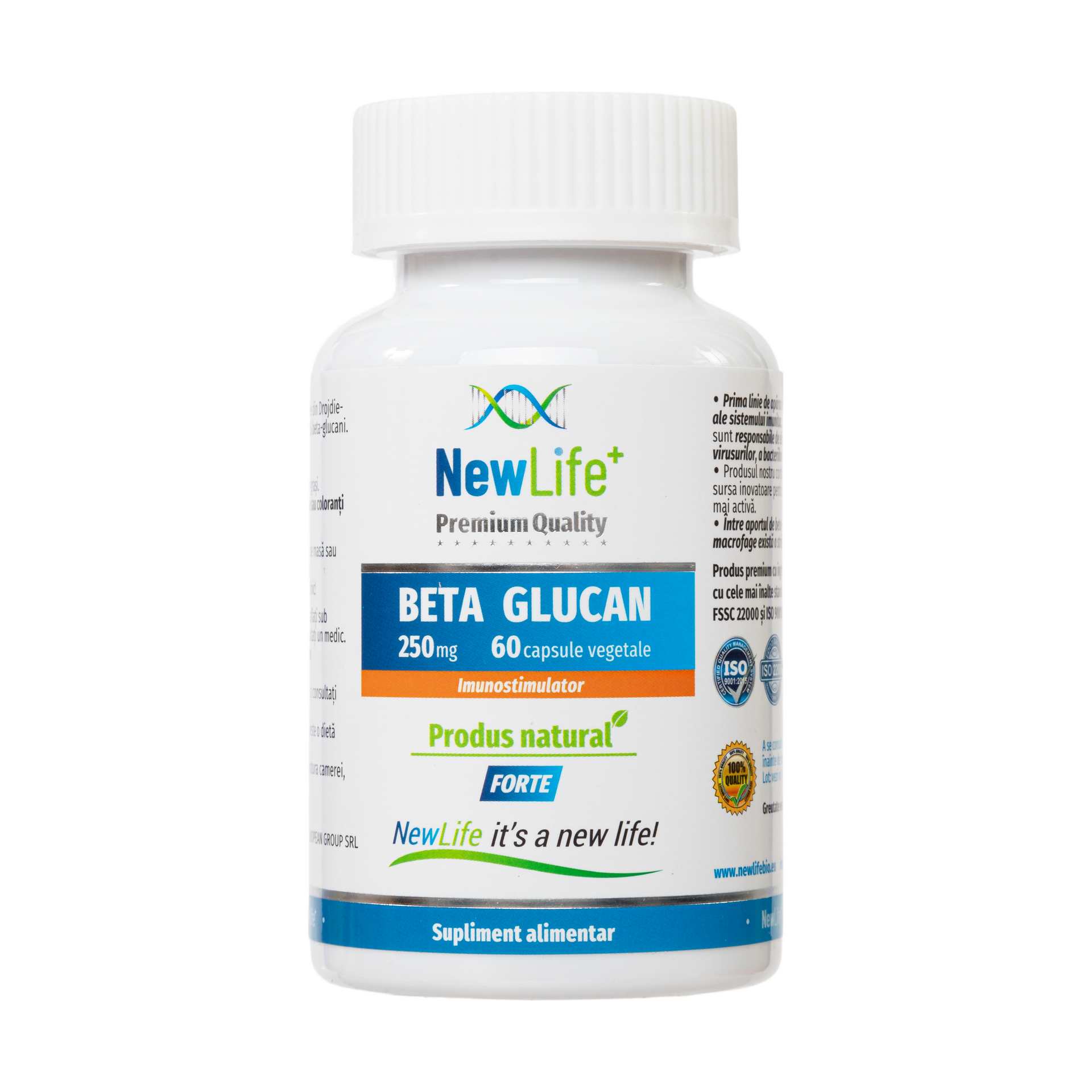 Beta Glucan, 250 mg, 60 capsule vegetale, NewLife+