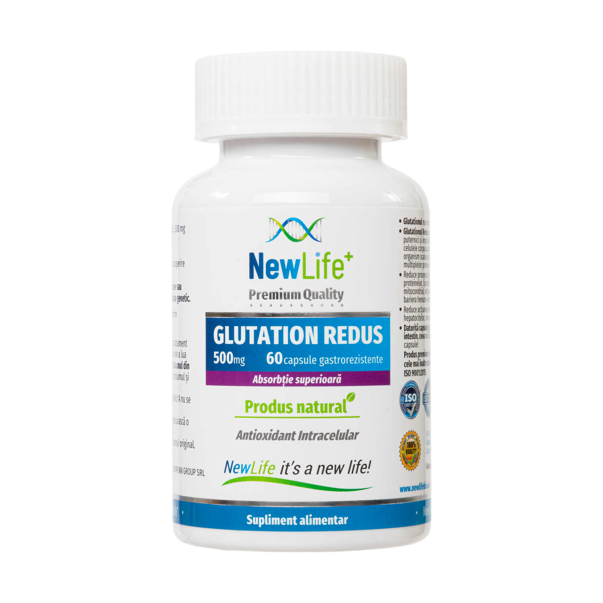 Glutation redus, 500 mg, 60 capsule, NewLife+