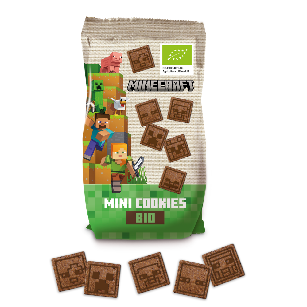 Mini biscuiti bio cu cacao, Minecraft, 100 g, Tasty and Unique