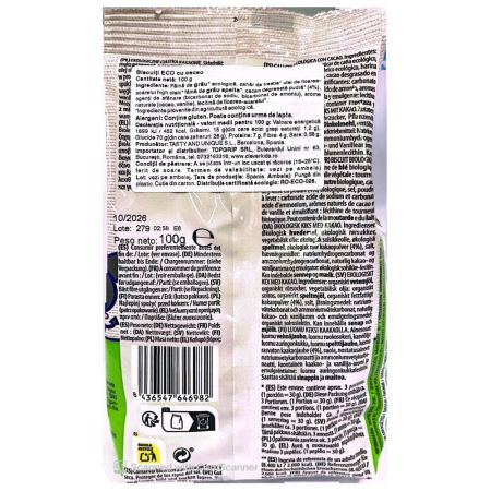Mini biscuiti bio cu cacao, Hello Kitty, 100 g, Tasty and Unique 763587