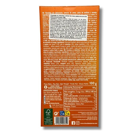 Ciocolata cu extract de ovaz si portocala, 100 g, Torras 763726