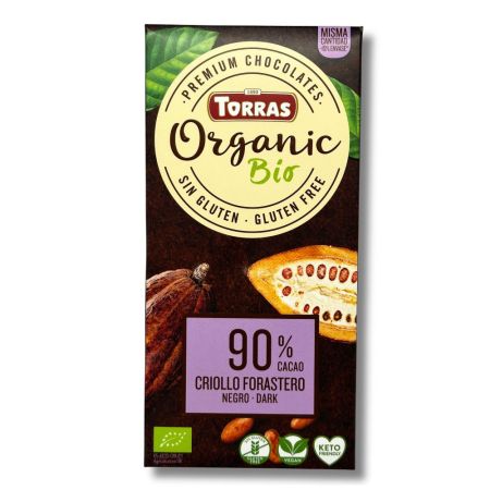 Ciocolata neagra ecologica cu 90% cacao, 100 g, Torras