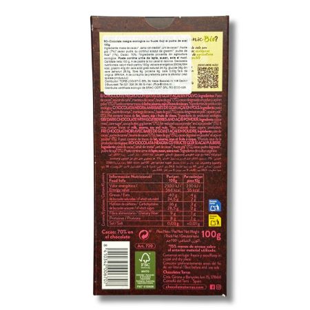 Ciocolata neagra ecologica cu fructe goji si pudra acai, 100 g, Torras 763874