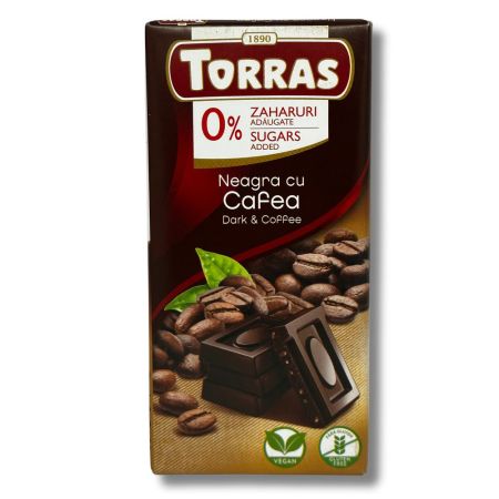 Ciocolata neagra cu cafea, 75 g, Torras