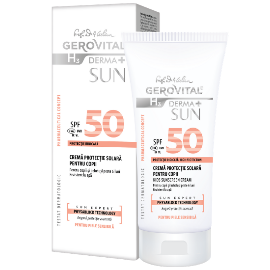 Crema protectie solara pentru copii SPF50 Derma+Sun, 100 ml, Gerovital