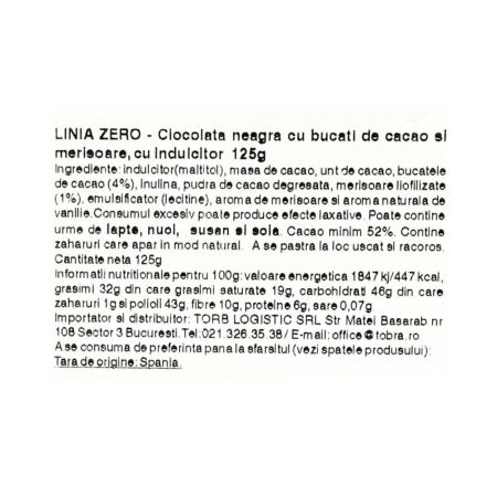 Ciocolata neagra cu bucati de cacao si merisoare, 125 g, Torras 764061