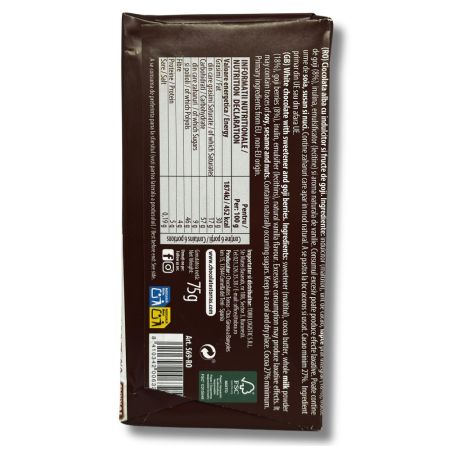 Ciocolata alba cu fructe goji, 75 g, Torras 764113