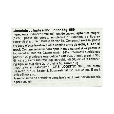 Ciocolata cu lapte, 75 g, Torras 764120