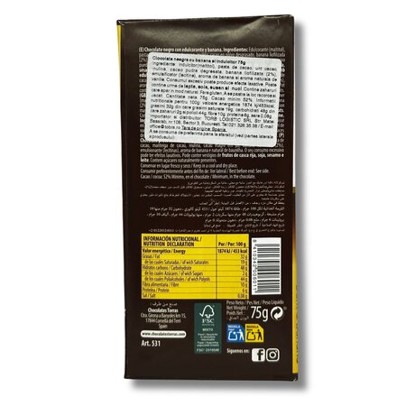 Ciocolata neagra cu banana, 76 g, Torras 764147