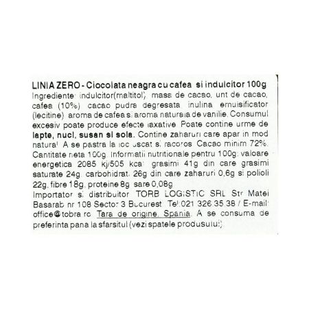 Ciocolata neagra cu 72% cacao si cafea arabica, 100 g, Torras 764177