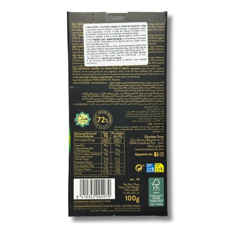 Ciocolata neagra cu 72% cacao si menta, 100 g, Torras 764179