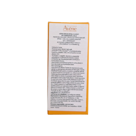 Serum SPF 50+ Ultra cu efect de luminozitate, 30 ml, Avene 764386