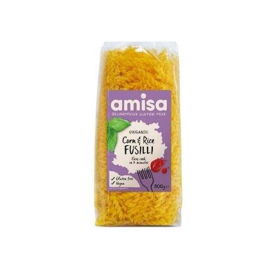 Fusilli din orez si porumb Eco fara gluten, 500 g, Amisa