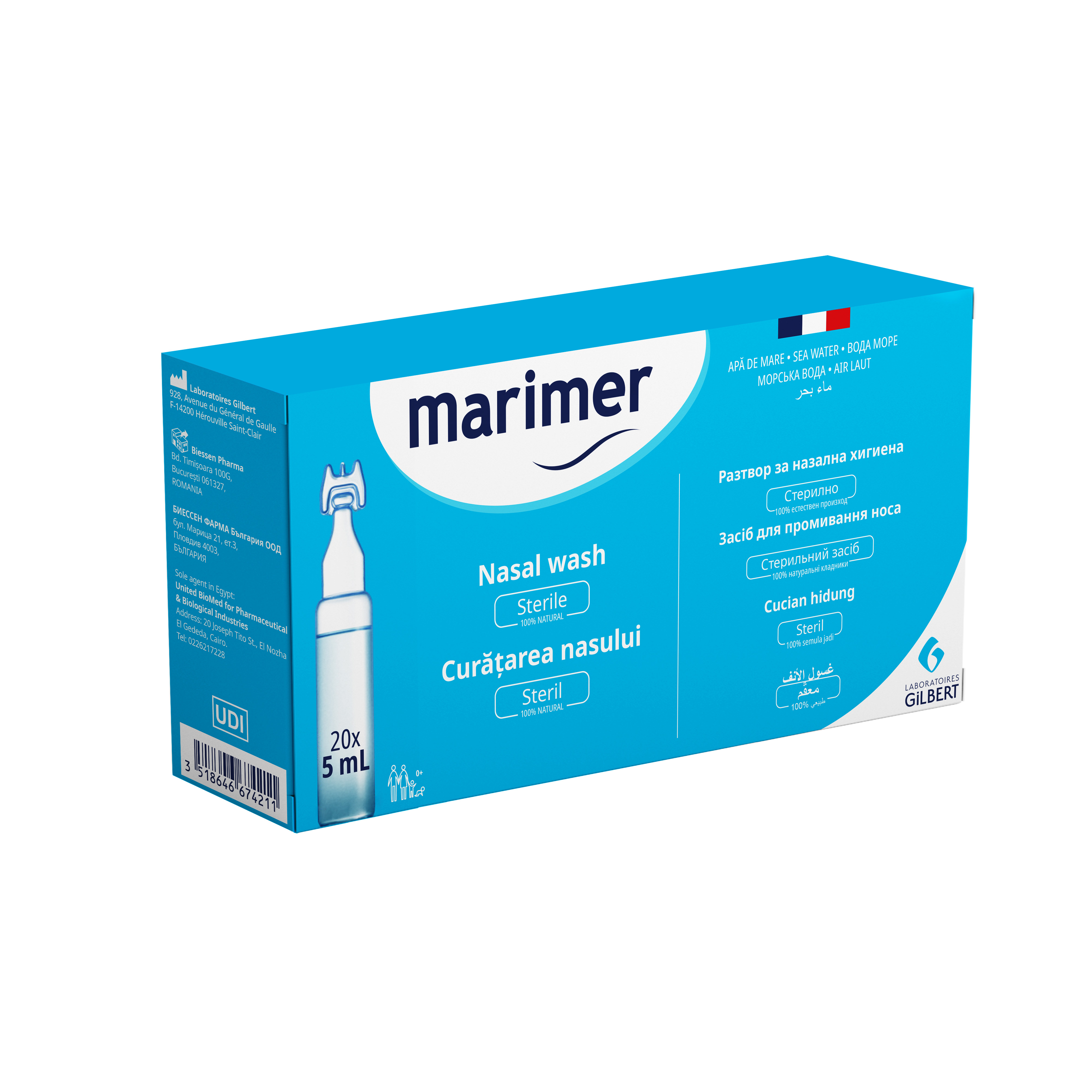 Marimer izotonic Curatarea nasului, 20 unidoze x 5 ml, Gilbert