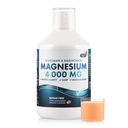Magneziu Lichid 4000 mg Gluconate si Bisglicinat, 500 ml, Swedish Nutra