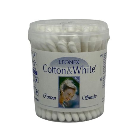 Betisoare pentru urechi Cotton & White, 100 bucati, Leonex