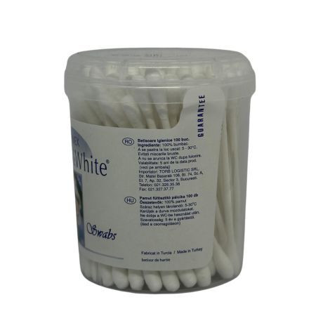 Betisoare pentru urechi Cotton & White, 100 bucati, Leonex 765105