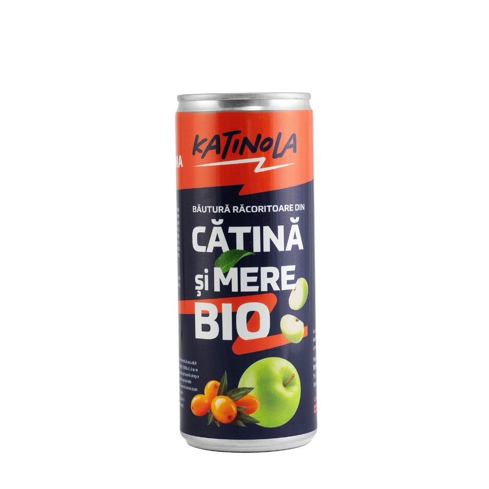 Bautura racoritoare Bio din mere si catina, 250 ml, Katinola