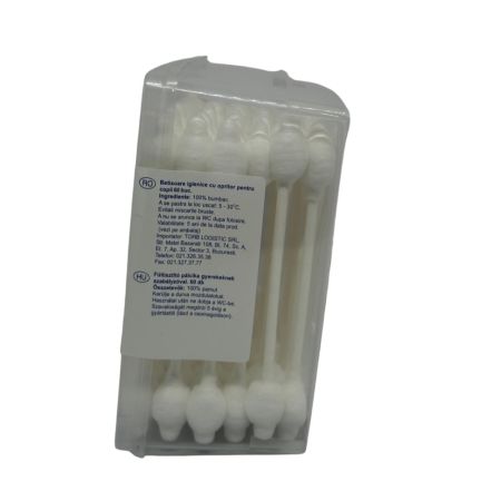 Betisoare pentru urechi cu protectie pentru copii, 60 bucati, Leonex 765239