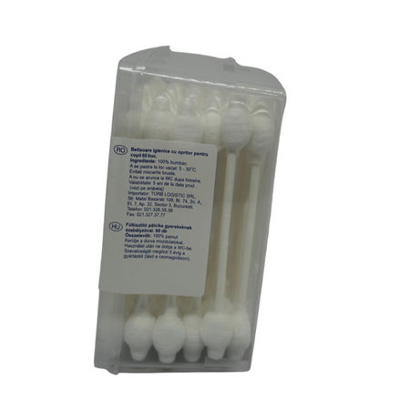 Betisoare pentru urechi cu protectie pentru copii, 60 bucati, Leonex 765239