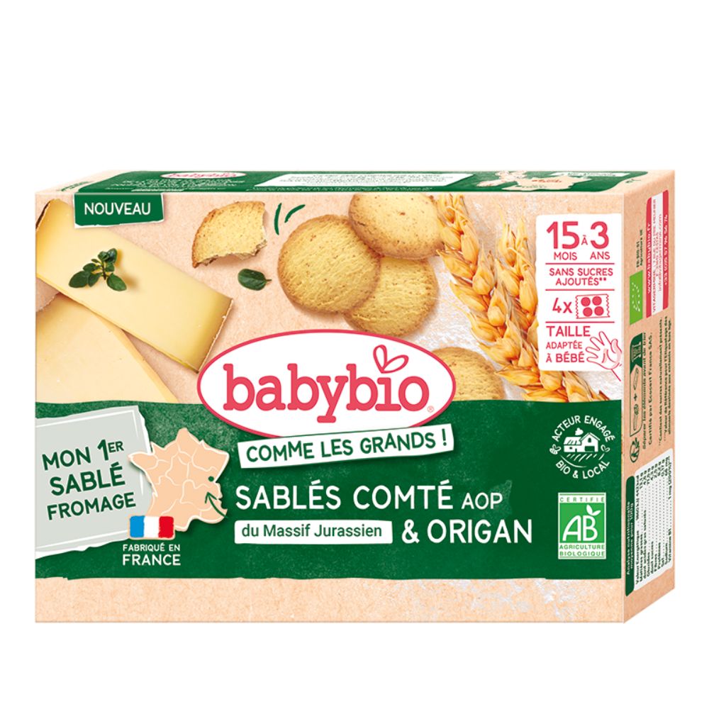 Biscuiti Bio sarati cu branza comte si oregano, 72 g, BabyBio