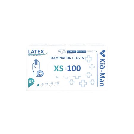 Manusi din latex, XS, Alb, 100 buc, Kid-Man