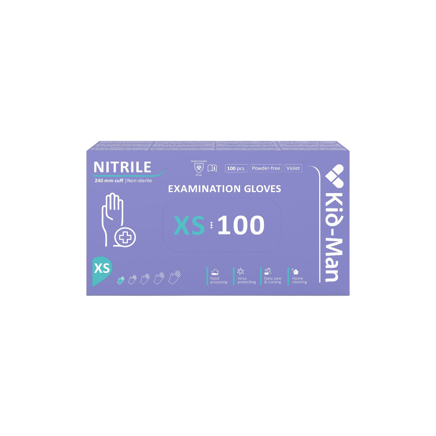 Manusi de  nitril, XS, Violet, 100 buc, Kid-Man