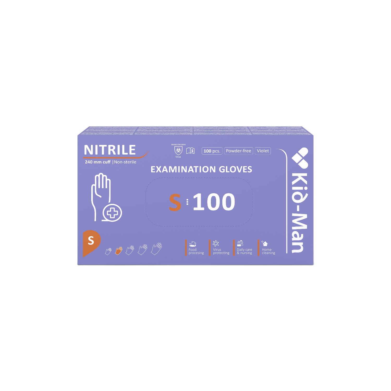 Manusi de  nitril, S, Violet, 100 buc, Kid-Man